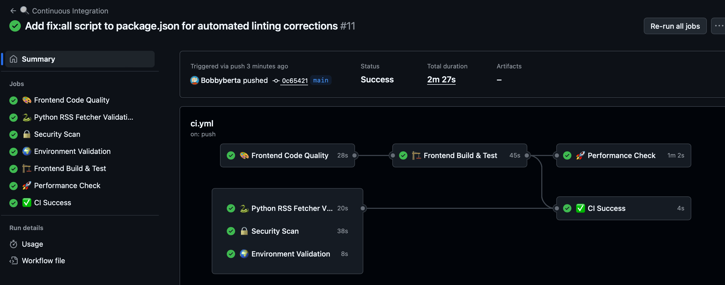 GitHub Actions CI/CD pipeline showing automated tests and deployments