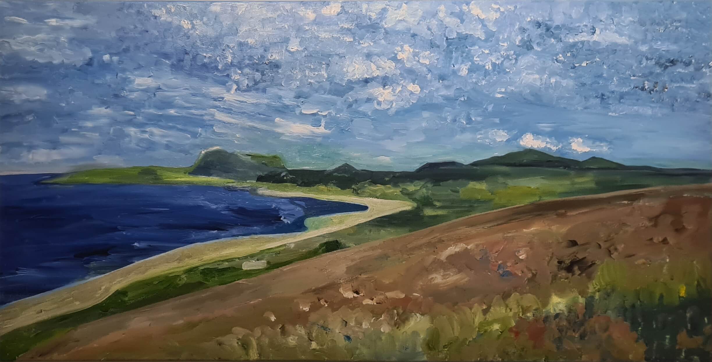 Acrylic painting showing iterative layers and refined details after QA feedback